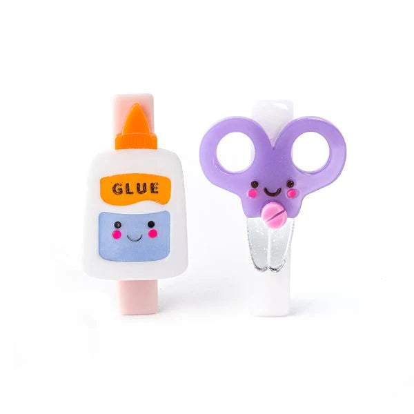 HAIR CLIP SCISSORS GLUE PURPLE GLITTER