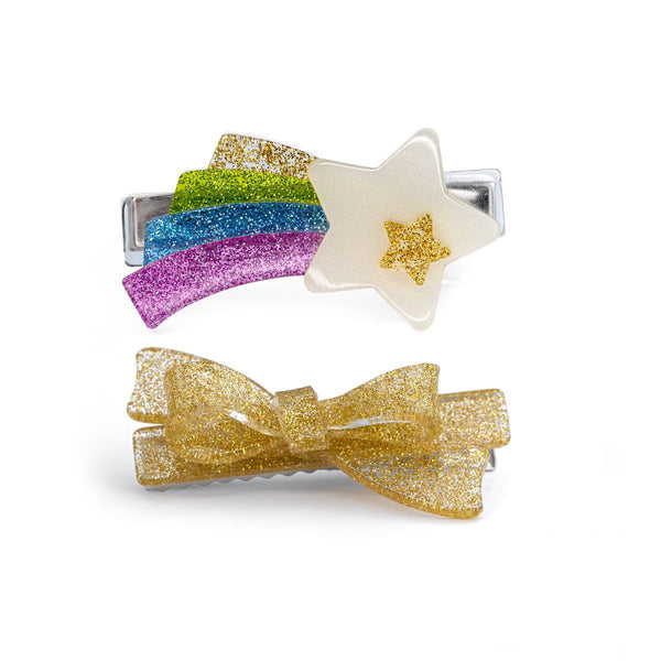HAIR CLIP SHOOTING STAR & GOLD BOW