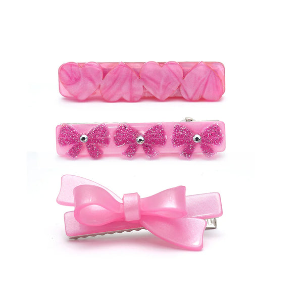 HAIR CLIP BOWS AND HEARTS