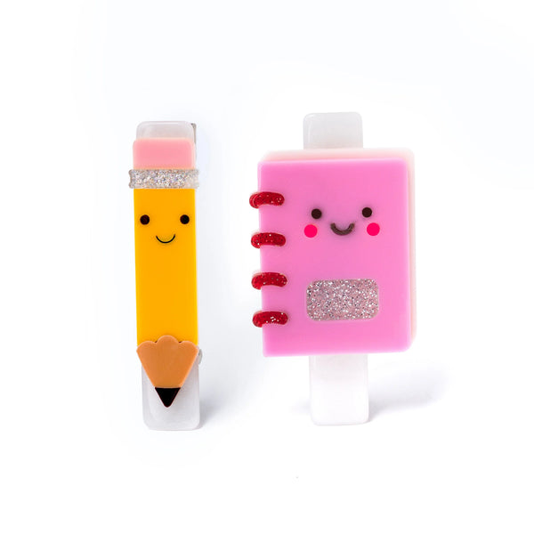 HAIR CLIP NOTEBOOK PINK PENCIL