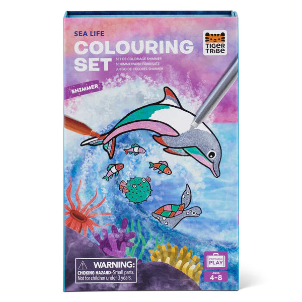 JUEGO DE COLOREAR SEA LIFE PLUMONES CON BRILLITOS