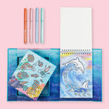 JUEGO DE COLOREAR SEA LIFE PLUMONES CON BRILLITOS