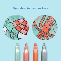 JUEGO DE COLOREAR SEA LIFE PLUMONES CON BRILLITOS